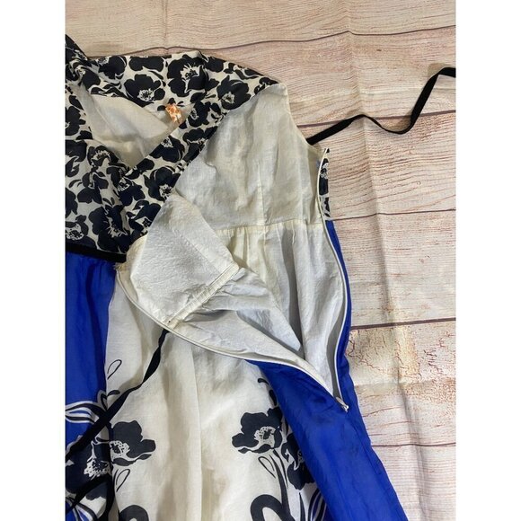 Anthropologie Maeve Women's Blue Silk Blend Multi Floral Dress - 6 - Picture 10 of 13